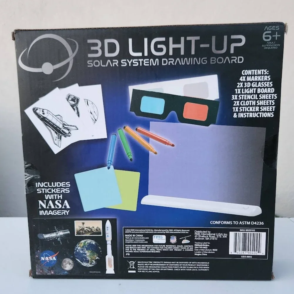 NEW 3D Light Up Solar System Drawing Board with Stickers with NASA Space Imagery
